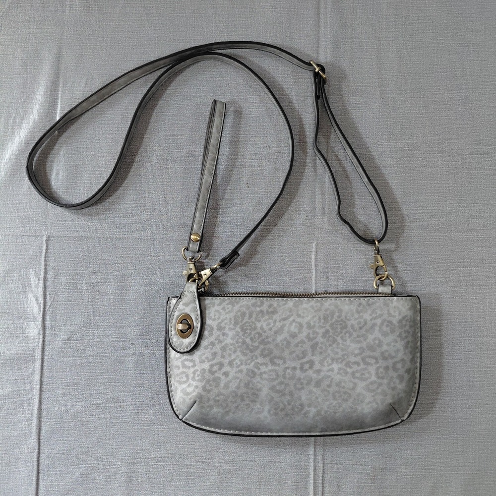 Joy‎ Susan Silver Metallic Animal Print Crossbody Wallet Clutch Travel
